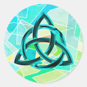 Trinity Knot Celtic Geometric Blue Metal Glitter Ronde Sticker