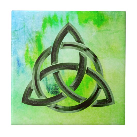 Trinity Knot Celtic Green Grunge Vintage Tegeltje (Voorkant)
