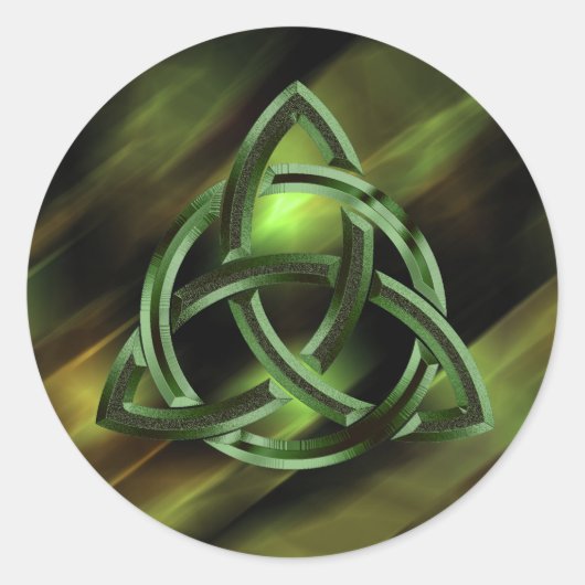 Trinity Knot Celtic Green Metal Glitter Ronde Sticker (Voorkant)