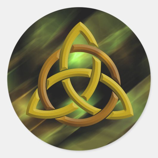 Trinity Knot Celtic Green Metal Glitter Ronde Sticker (Voorkant)