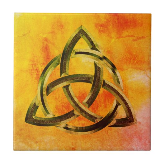 Trinity Knot Celtic Oranje  Fire Tegeltje (Voorkant)