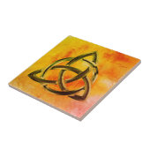 Trinity Knot Celtic Oranje  Fire Tegeltje (Zijkant)