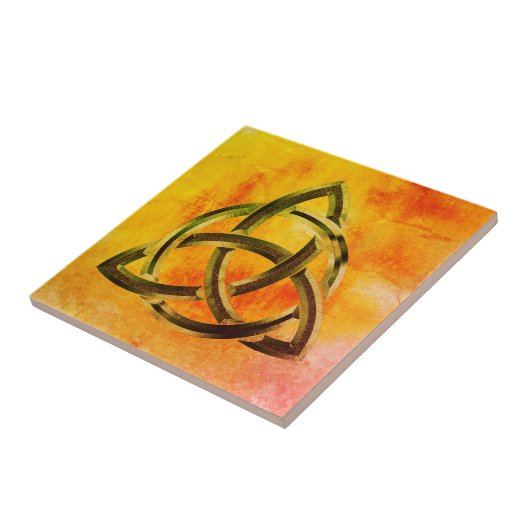 Trinity Knot Celtic Oranje  Fire Tegeltje (Zijkant)