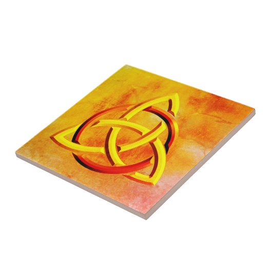 Trinity Knot Celtic Oranje  Fire Tegeltje (Zijkant)