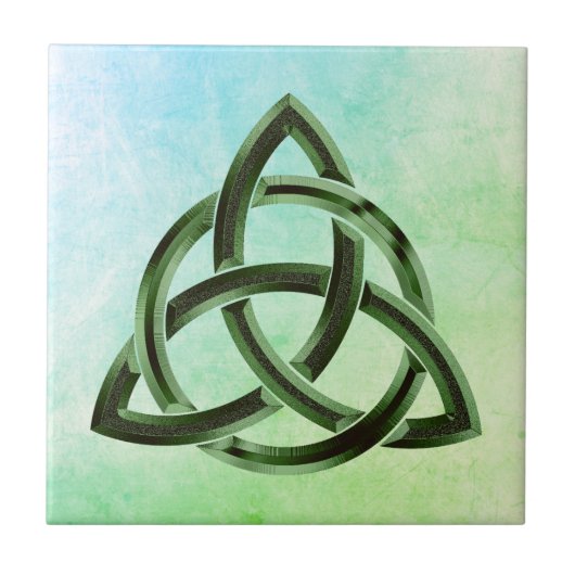 Trinity Knot Celtic Waterverf Green Metal Circled Tegeltje (Voorkant)