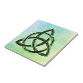Trinity Knot Celtic Waterverf Green Metal Circled Tegeltje (Zijkant)