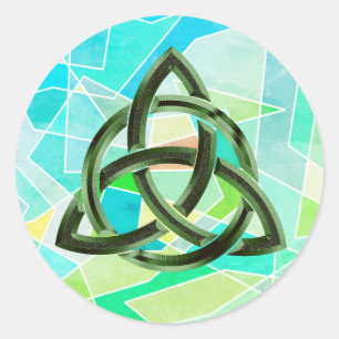 Trinity Knot Keltische Geometrische Groene Metaal  Ronde Sticker