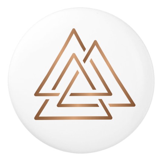 Trinity Knot - Minimalist Bronze Line Art Keramische Knop (Voorkant)