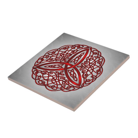 Trinity Knot (rood en zwart) Tegeltje (Zijkant)
