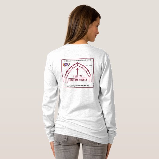 Trinity Lutheran White Adult Long Shirt met GWOH (Achterkant volledig)