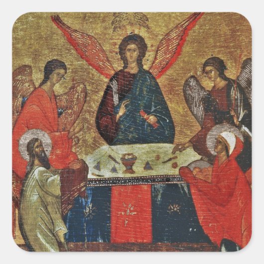 Trinity met de heiligen vierkante sticker (Voorkant)