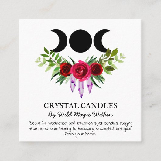 Trinity Moon InAttentie Crystal Candle Spell Vierkante Visitekaartje (Voorkant)
