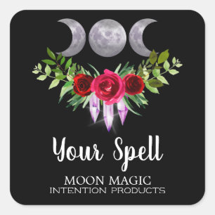 Trinity Moon Intention Candle Spell Jar Vierkante Sticker
