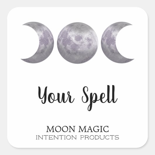 Trinity Moon Intention Spell Candle Vierkante Sticker (Voorkant)