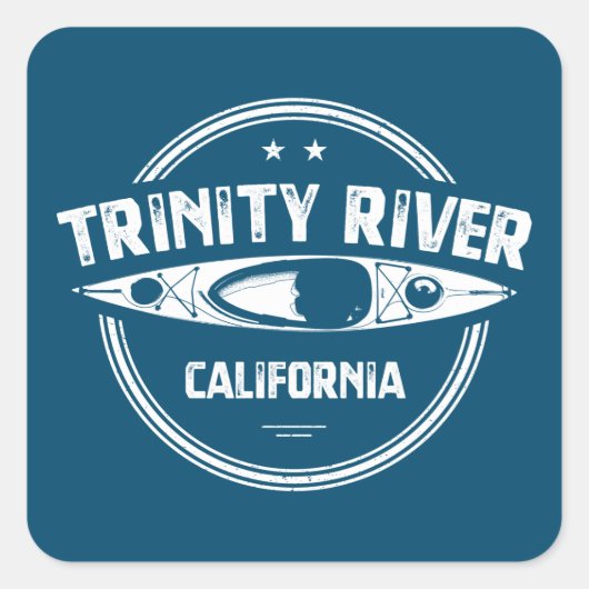 Trinity River California Kayaking Vierkante Sticker (Voorkant)
