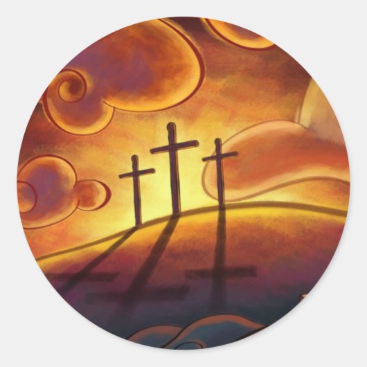 Trinity - Triple Cross op Hill Sunset Stickers (Voorkant)