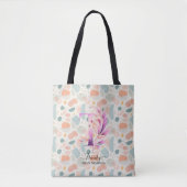 Trinity's Joyful Bloom - Boho Floral Monogram T Tote Bag (Voorkant)