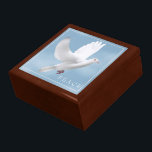 Trinket Box Dove Cadeaudoosje<br><div class="desc">Drijfdoos, afgebeeld in gouden eikenhout met een duif. Groot weergegeven formaat. Pas dit object aan of koop zoals het is. StockAfbeelding freepik.com</div>
