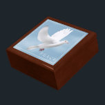 Trinket Box Dove Cadeaudoosje<br><div class="desc">Drijfdoos,  afgebeeld in gouden eikenhout met een duif. Groot weergegeven formaat. Pas dit object aan of koop zoals het is. StockAfbeelding freepik.com</div>