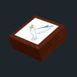 Trinket Box Dove Cadeaudoosje<br><div class="desc">Drijfdoos,  afgebeeld in gouden eikenhout met duif. Pas dit object aan of koop zoals het is.</div>