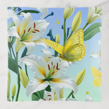 Trinket Tray Witte Lelie Gele Vlinder
