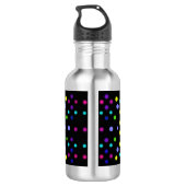 Trinkflasche, mit Punkten auf schwarzem Grund. Waterfles (Achterkant)