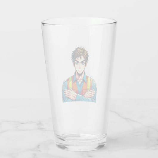 Trinkglas mit Manga-Sicherheitsfachmann Glas (Achterkant)