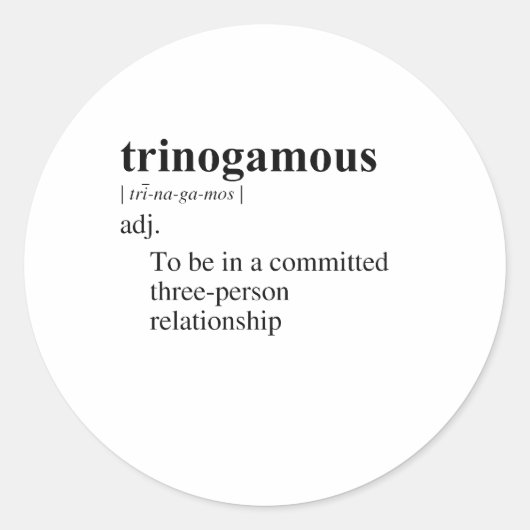 TRINOGAMOUS RONDE STICKER (Voorkant)