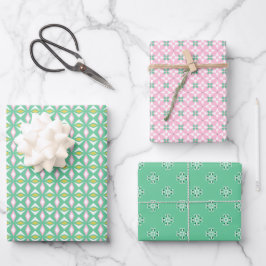 Trio 3 geometrische patronen Set van wikkelpapier Inpakpapier Vel