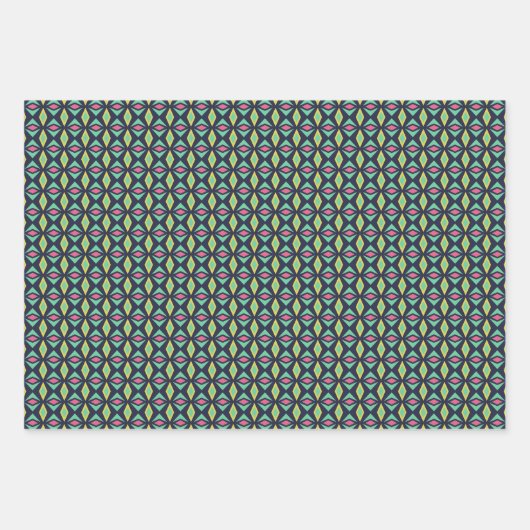 Trio 4 Geometrische Patronen Set van Wrapping Pape Inpakpapier Vel (Voorkant)