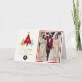 Trio bomen vogel en vakantie juichen moderne zaken feestdagen kaart (Voorkant)