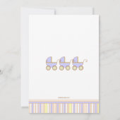 Trio Carriage Triplet Baby Boys Showuitnodiging Kaart (Achterkant)