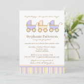 Trio Carriage Triplet Girl Boys Showuitnodiging Kaart (Staand voorkant)