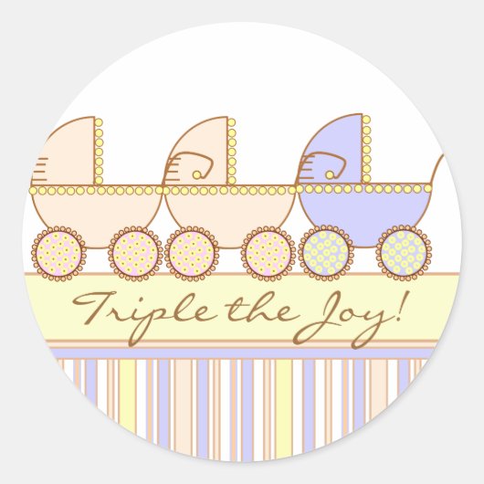 Trio Carriage Triplet Girl en Boy Sticker (Voorkant)