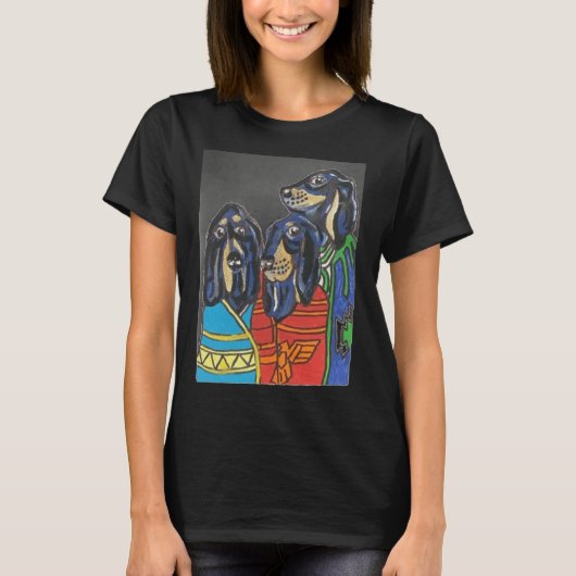 Trio Coon Dogs in Native American Blankets T-shirt (Voorkant)