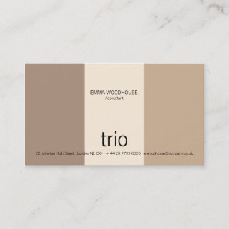 Trio Cream, Tan & Brown Visitekaartje