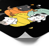 Trio Cute Pumpkin Cats Hallo Herfst herfst Funny Poster (Hoek)