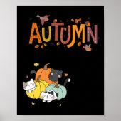 Trio Cute Pumpkin Cats Hallo Herfst herfst Funny Poster (Voorkant)