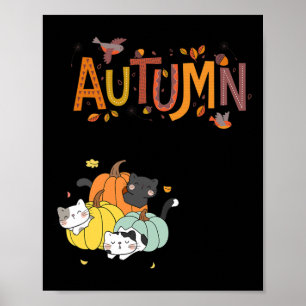 Trio Cute Pumpkin Cats Hallo Herfst herfst Funny Poster