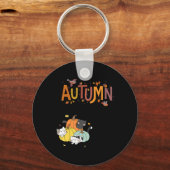 Trio Cute Pumpkin Cats Hallo Herfst herfst Funny Sleutelhanger (Voorkant)