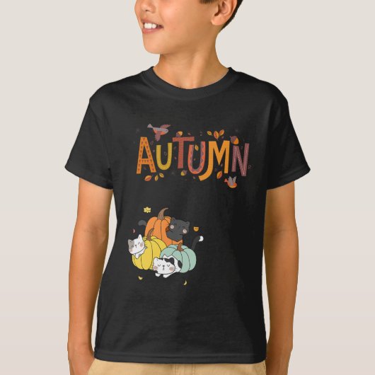 Trio Cute Pumpkin Cats Hallo Herfst herfst Funny T-shirt (Voorkant)