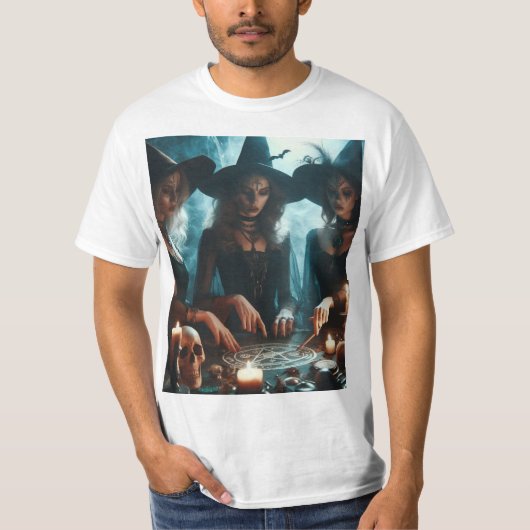 Trío de brujas haciendo magia negra t-shirt (Voorkant)