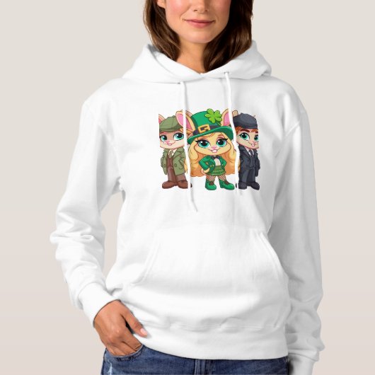 Trio konijn voor St Patrick Hoodie (Voorkant)