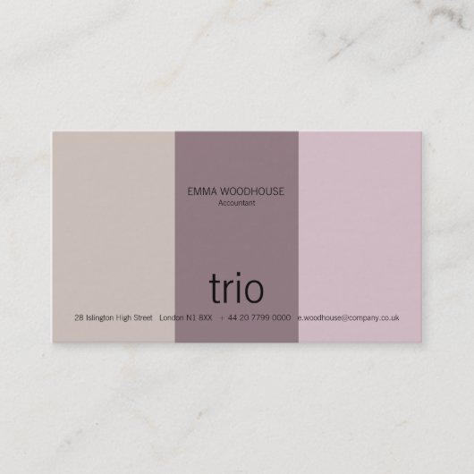 Trio Lila & Mauve Visitekaartje (Voorkant)
