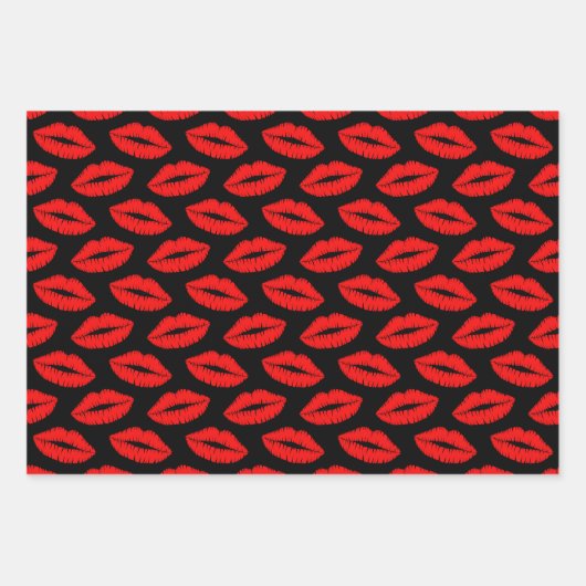 Trio Lipstick Kus Patroon Wrapping Paper Sheets (Voorkant)