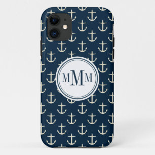 Trio Monogram Anchor Pattern Case-Mate iPhone Case