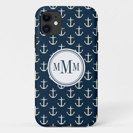 Trio Monogram Anchor Pattern Case-Mate iPhone Case (Achterkant)