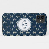 Trio Monogram Anchor Pattern Case-Mate iPhone Case (Achterkant (horizontaal))