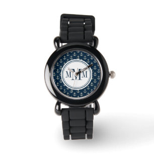 Trio Monogram Anchor Pattern Horloge