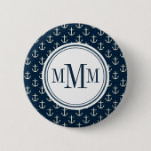 Trio Monogram Anchor Pattern Ronde Button 5,7 Cm (Voorkant)